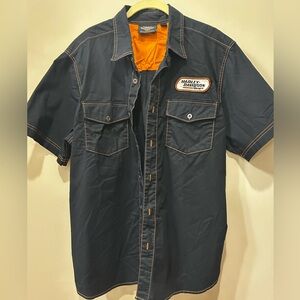 Harley-Davidson Black and Orange Men's Casual Shirt